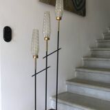 Vintage 3-light floor lamp, Arlus style, Art Deco spirit, 1950s.