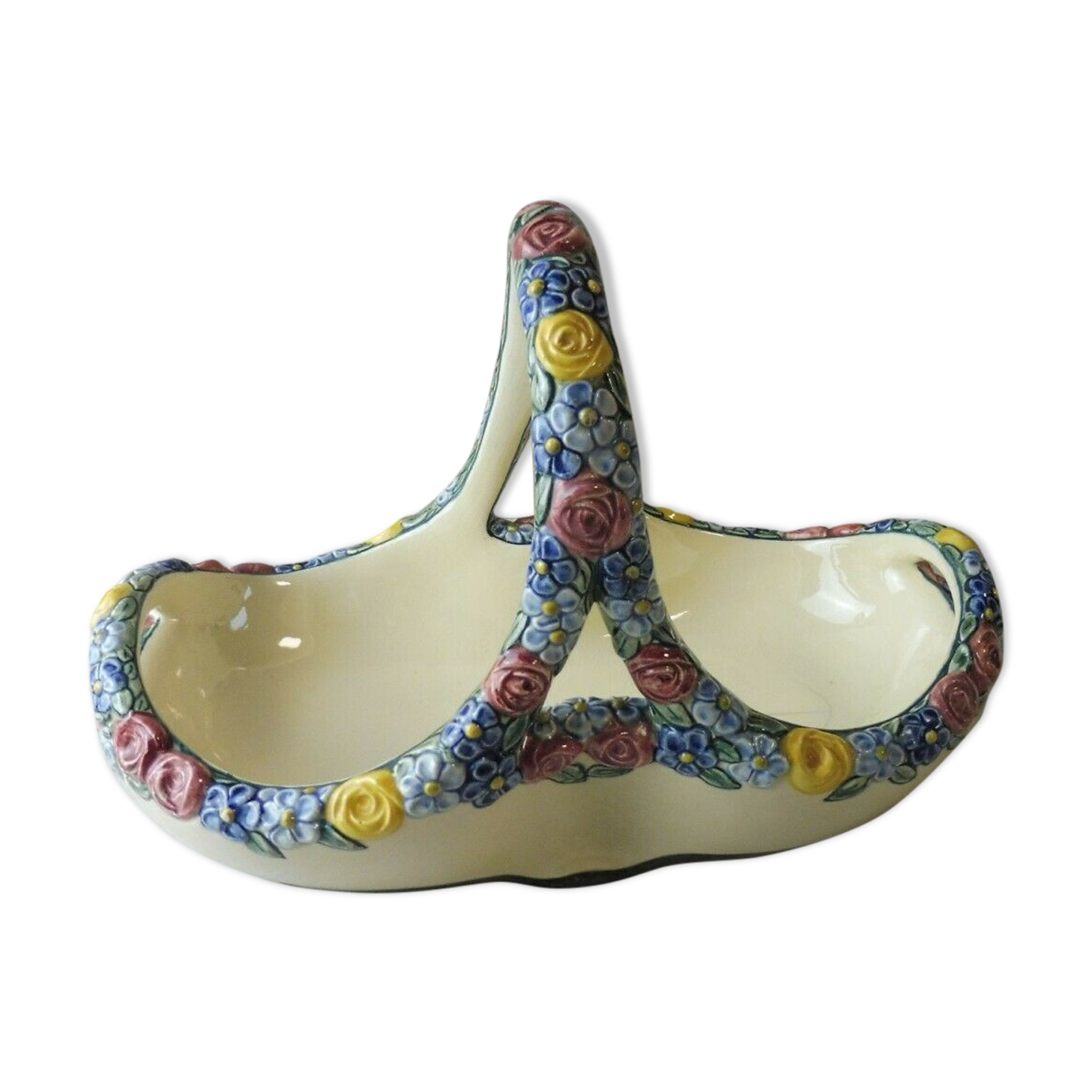 Old basket, Majolica, Karlsruher Majolika, Wilhelm Süs