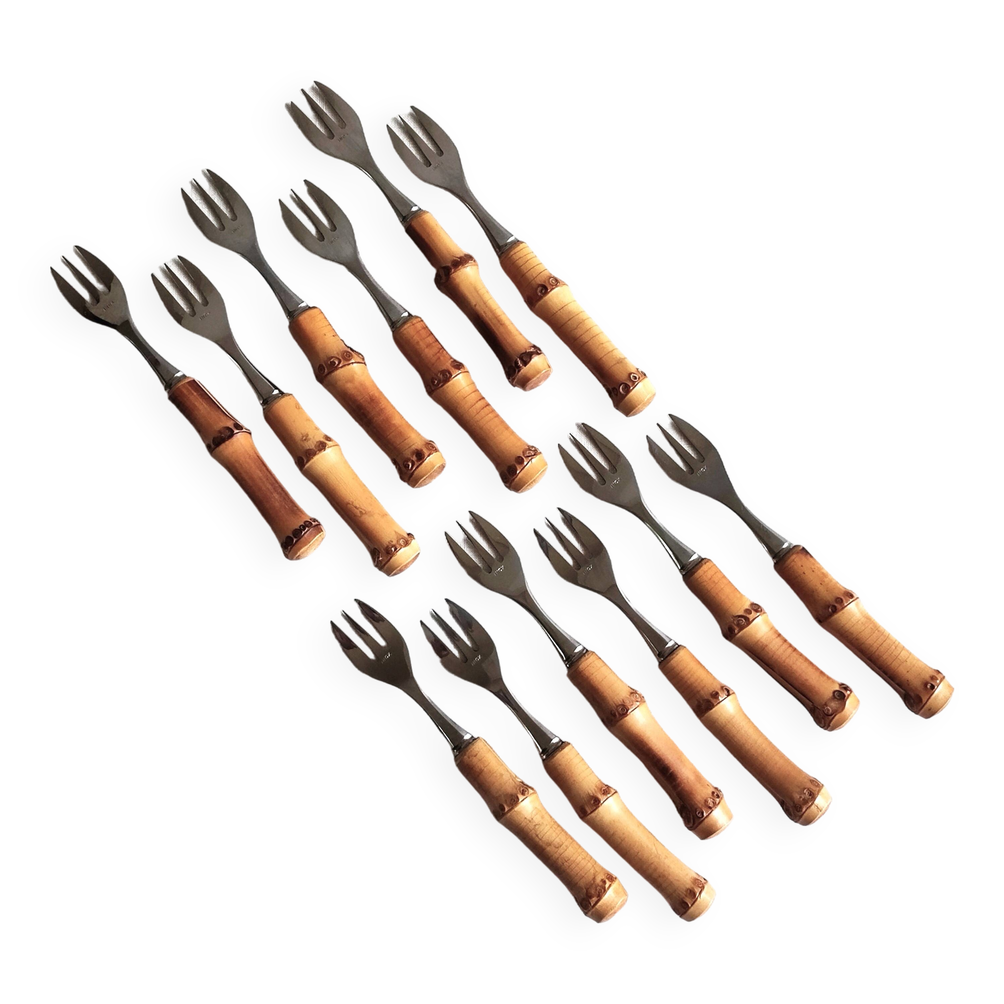Fourchettes à dessert manche bambou 60'