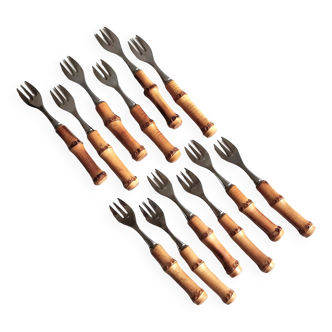 Dessert forks with bamboo handle 60'