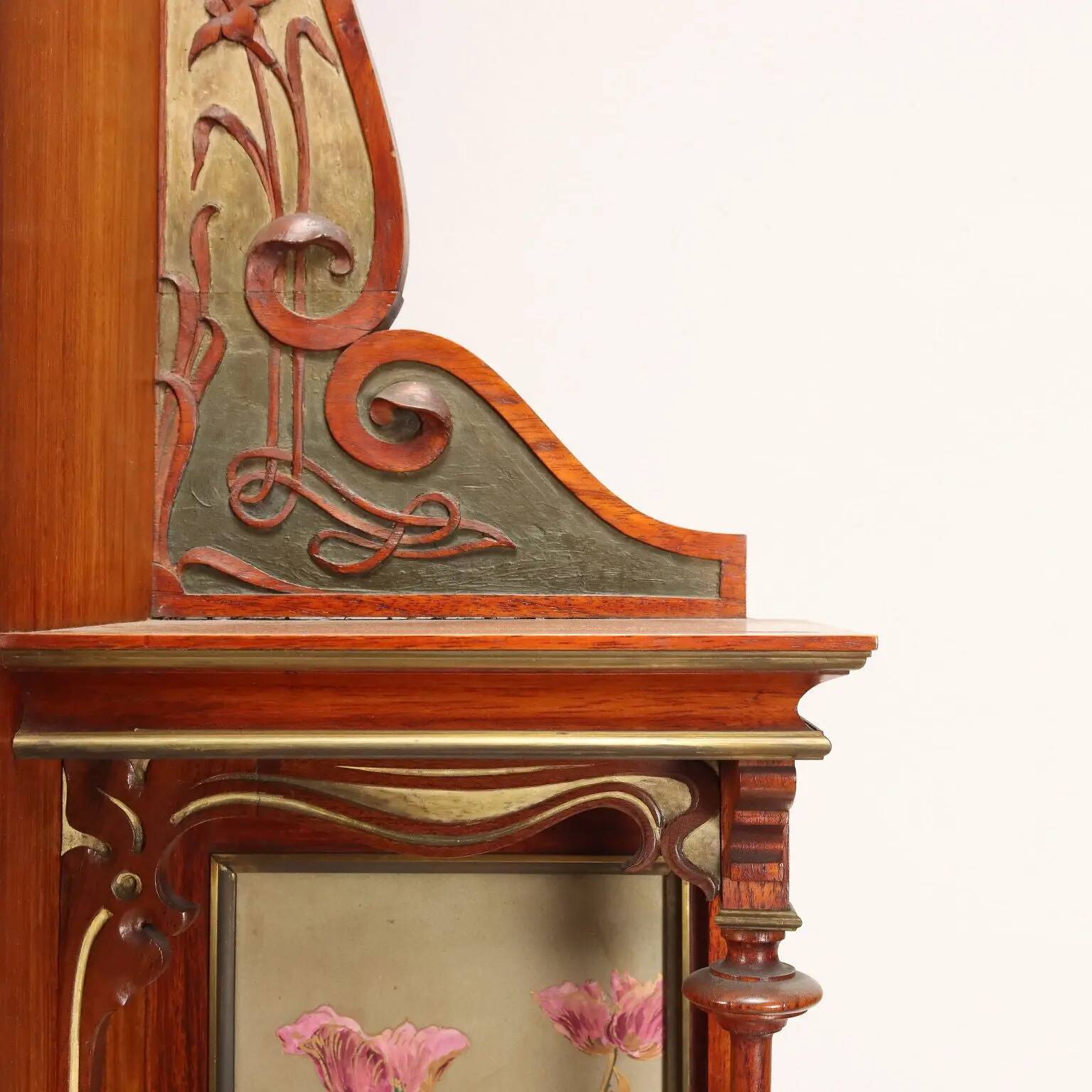 Antique Art Nouveau display cabinet in mahogany, Italy, 19th century.