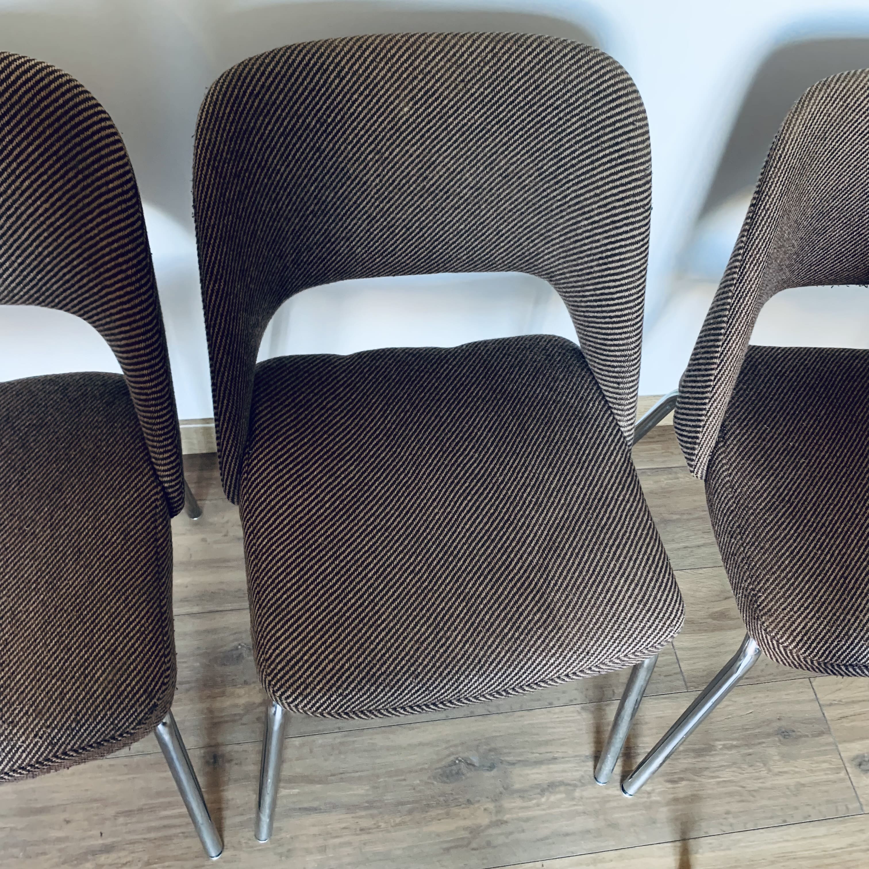 4 fabric and metal chairs