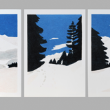 La Montagne, series of 3 vertical illustrations in the format 14.5 x 21 cm