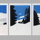 La Montagne, series of 3 vertical illustrations in the format 14.5 x 21 cm