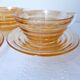 6 gondolo cups and coasters in iridescent pearly glass