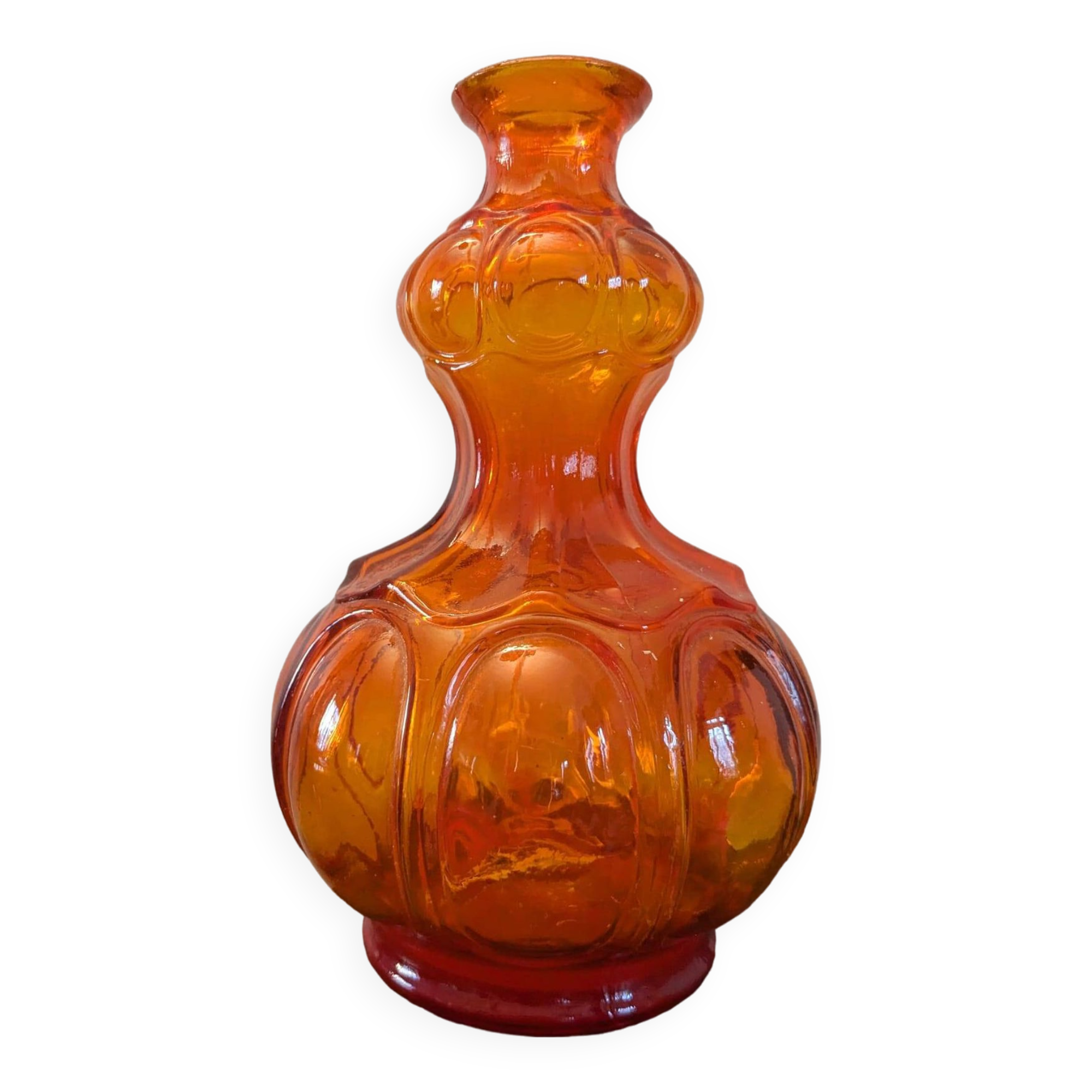 Vase en verre orange retro