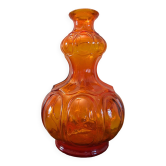 Vase en verre orange retro