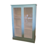 Green patina wooden display cabinet