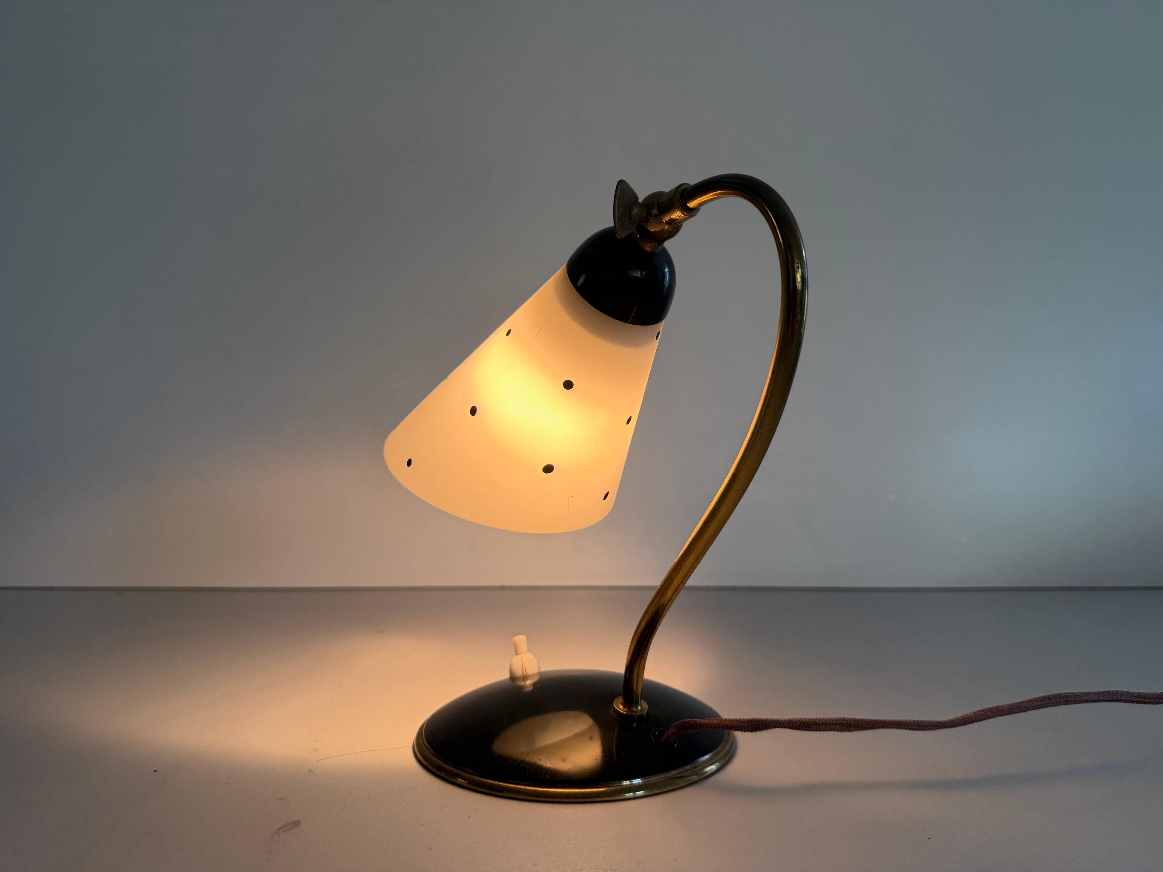 Mid-century bedside lamp in black metal and brass, 1950s, Germany