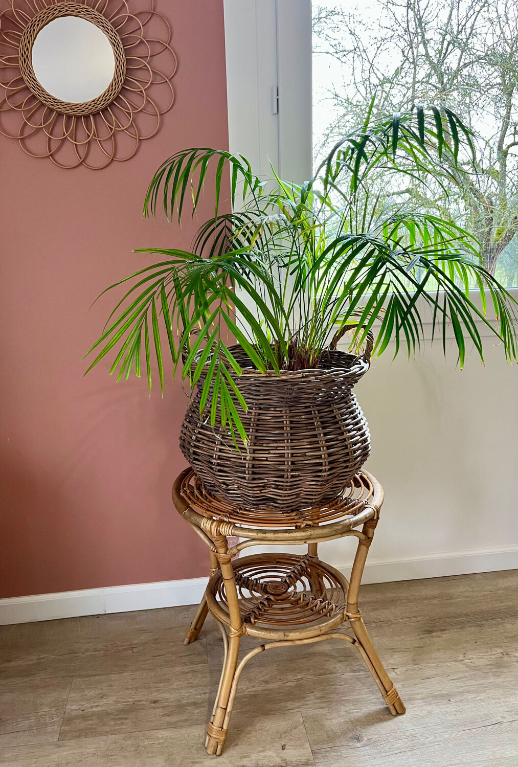 Rattan side table