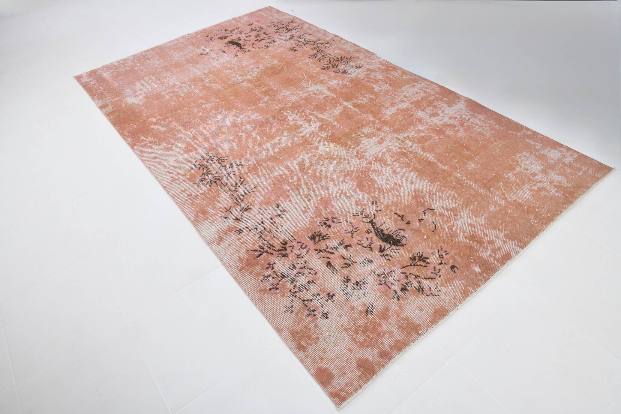 Salmon & Peach Turkish Vintage Rug, 167x286Cm