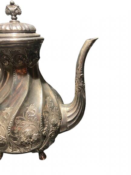 Silver-plated metal teapot