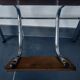 Old retractable wooden stepladder