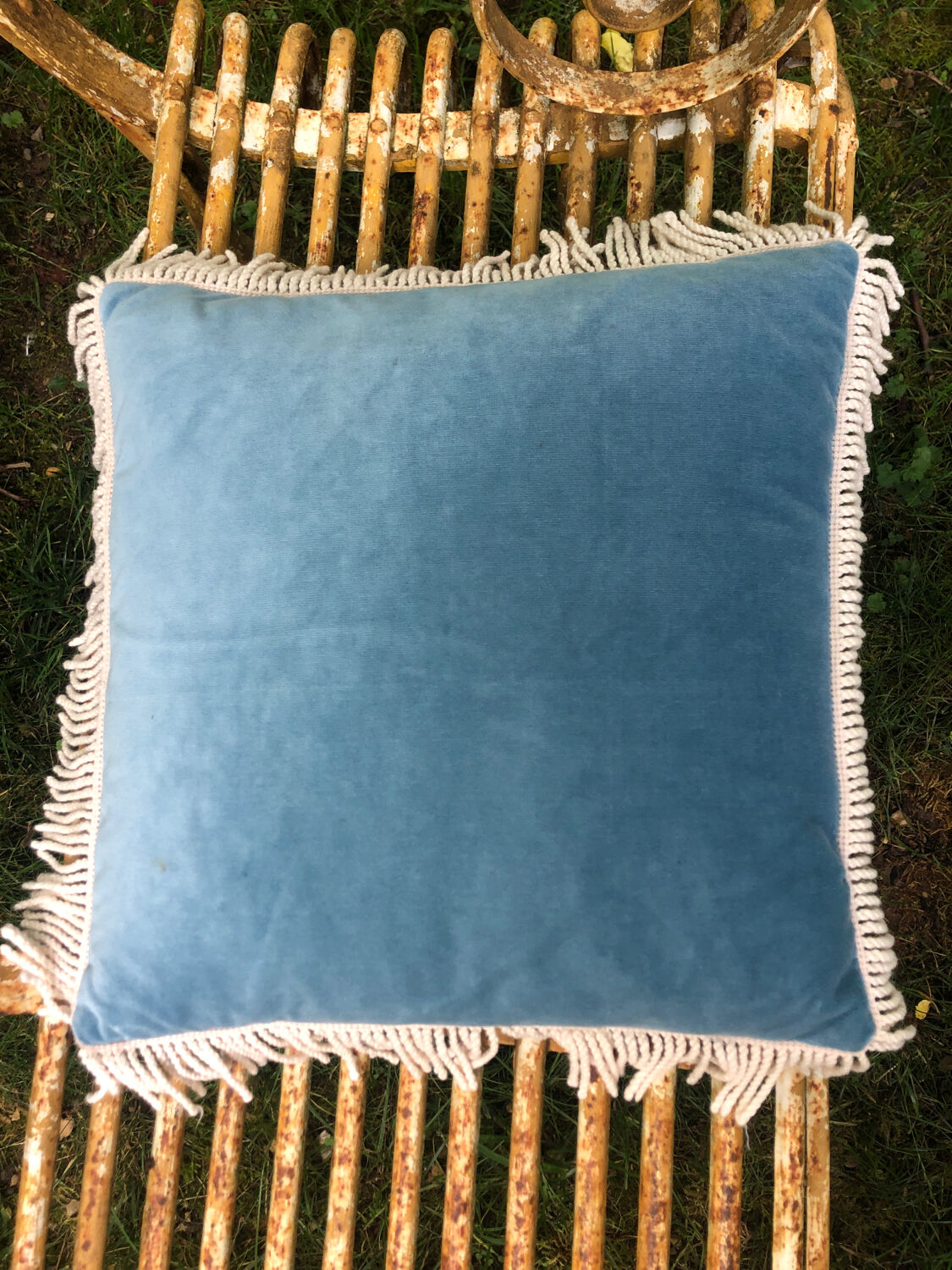 Velvet cushion and fringes