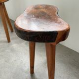 Set of 5 olive tree tripod stools from the 50s