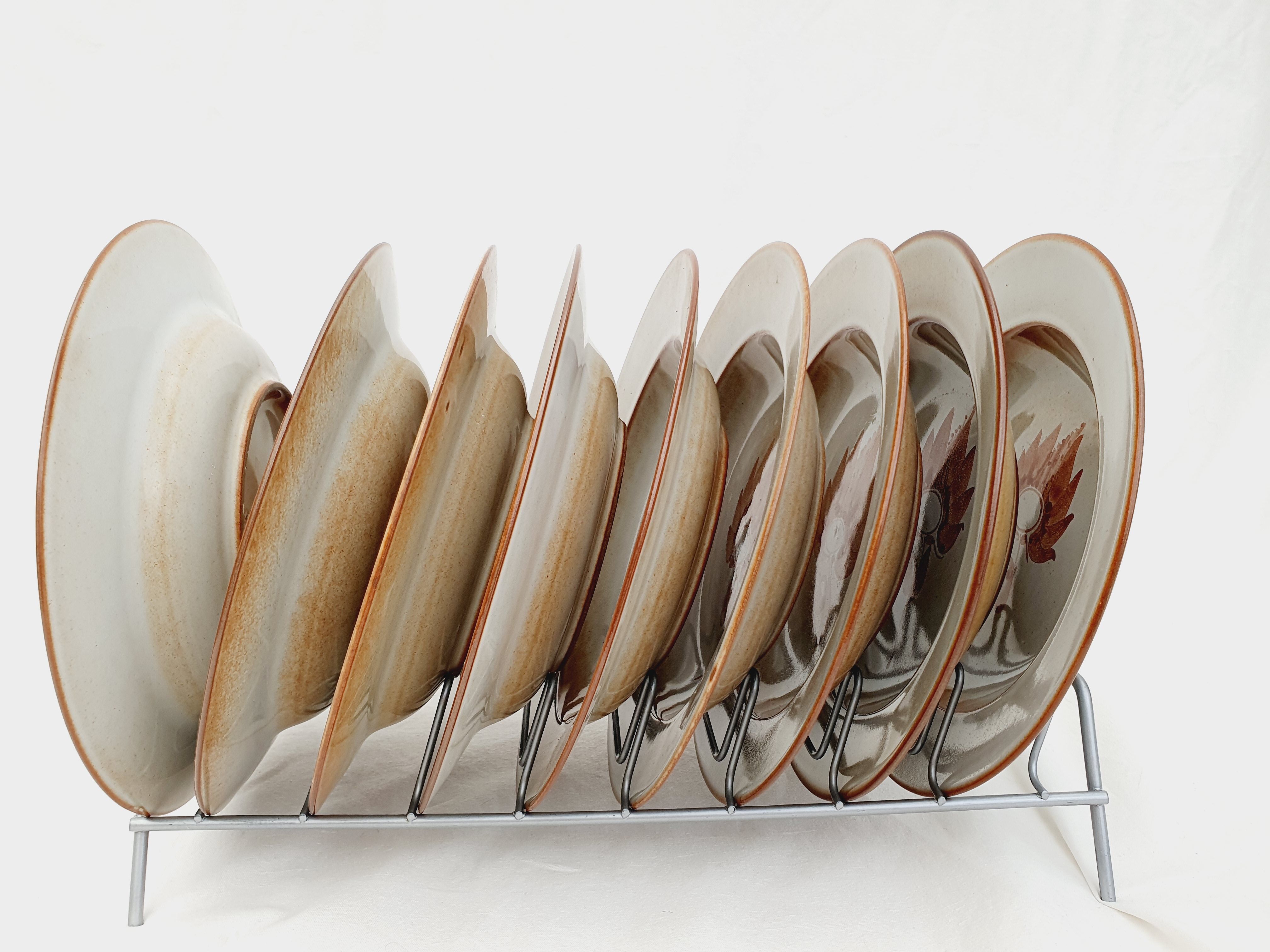 Series of 9 hollow plates pond sandstone