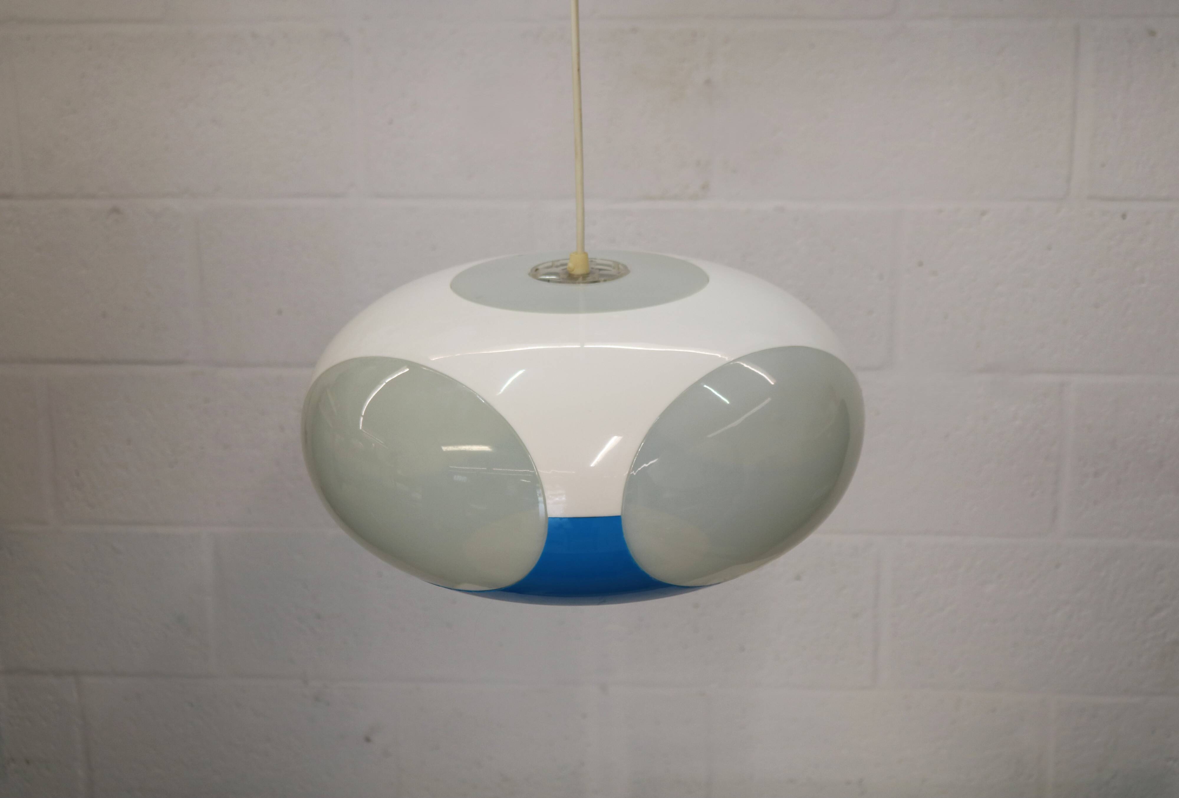 Unique Space age bug eye ufo lamp *** Massive Belgium *** blue and white
