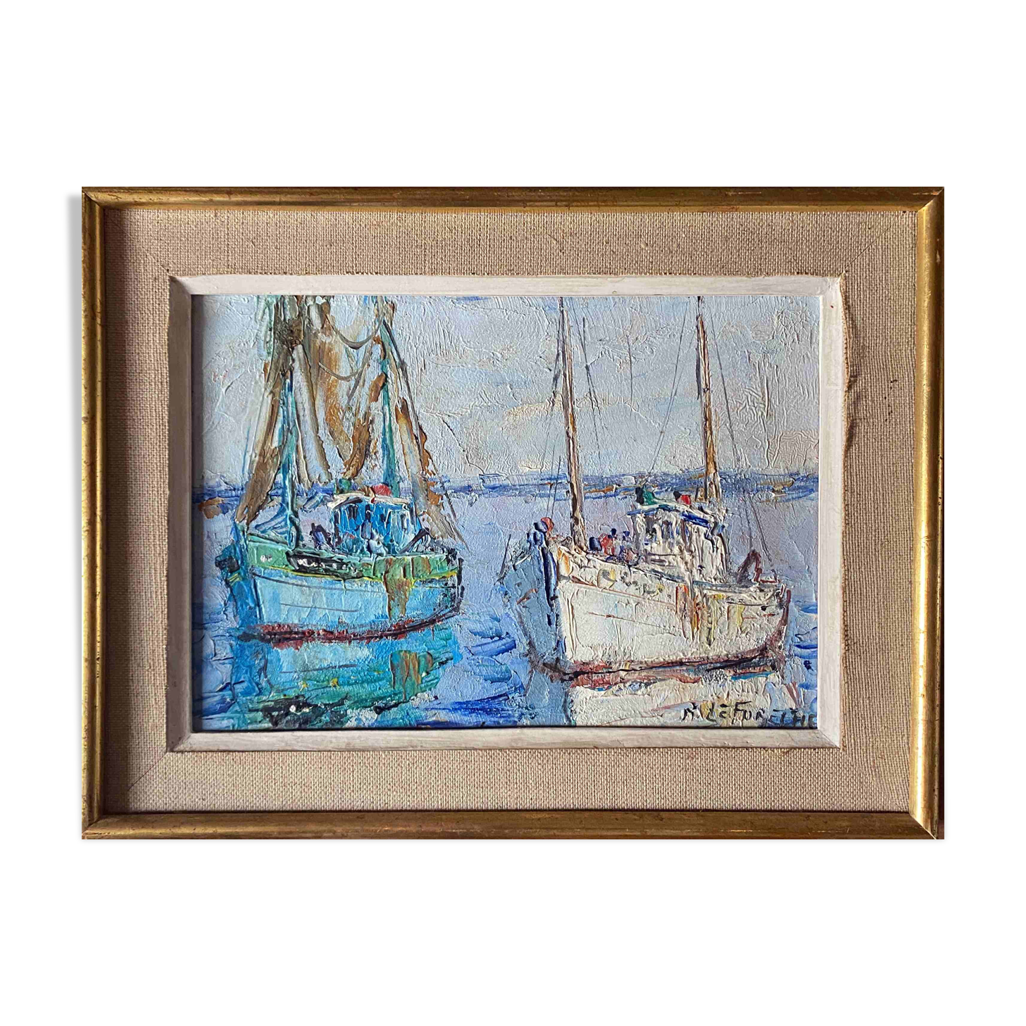 Painting signed René Leforestier and frame