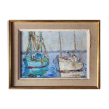 Painting signed René Leforestier and frame