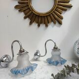 2 blue swan collar sconces