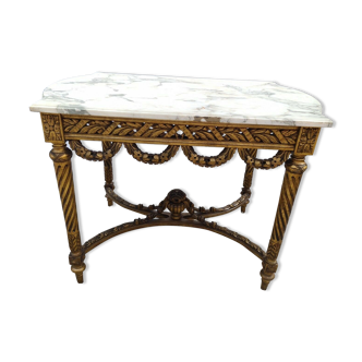 Middle table in gilded wood louis xvi style with marble top