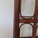 Vintage bookcase-5-level shelf-wood, bamboo and rattan-bentwood style-80s