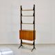 Mid-Century Modern Italian Freestanding Teak and Steel Modular Bookshelf,