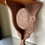 Antique Wooden Wall Console Bracket with geometric carvings
