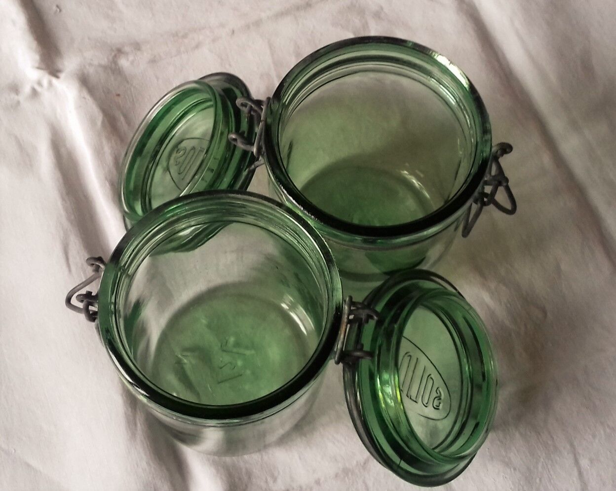Lot 2 jars green Solidex 1/2 L glass