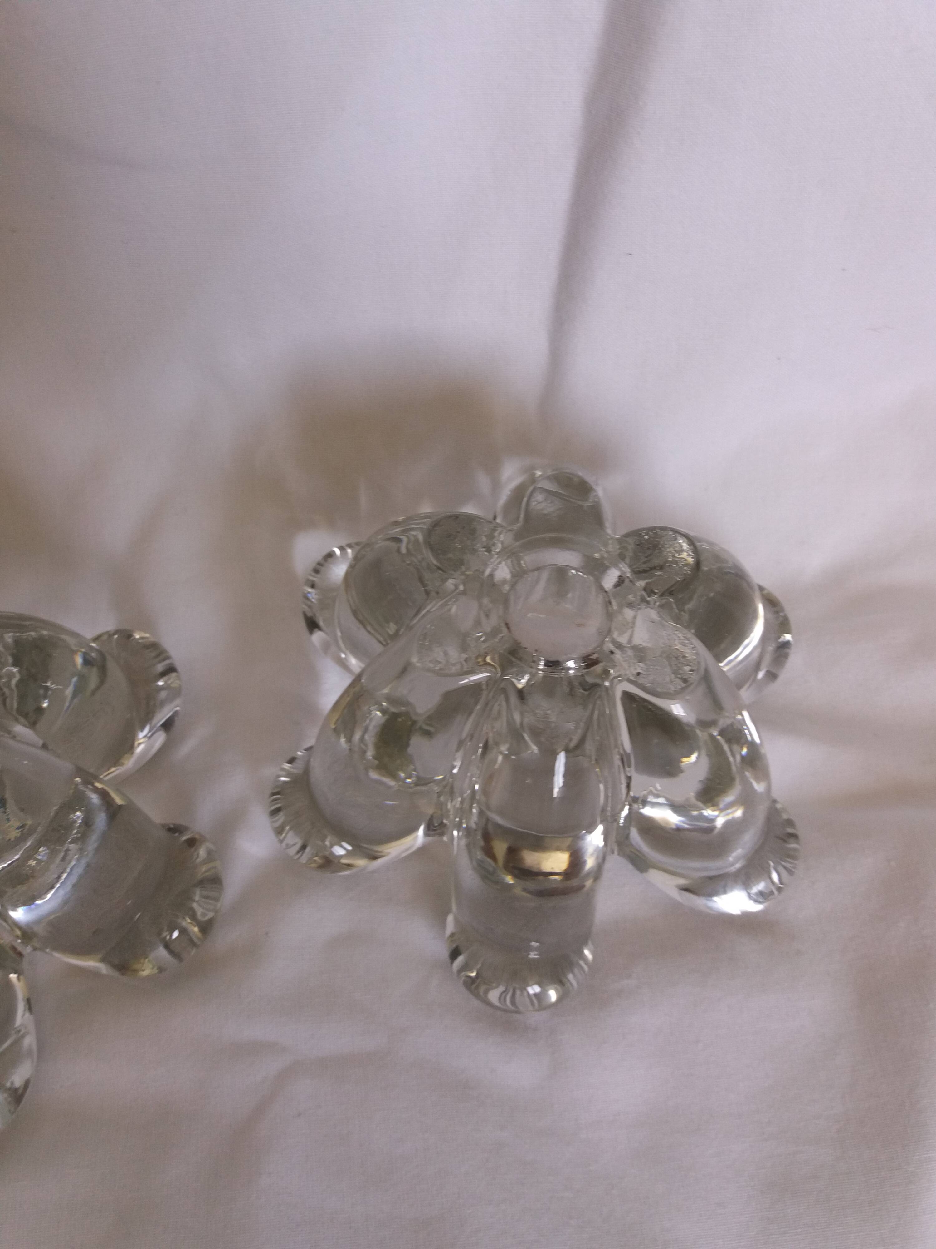 Glass or crystal flower candle holders