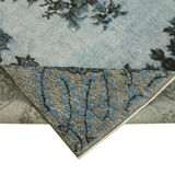 Hand-knotted carved turkish 1970s 198 cm x 323 cm blue carpet