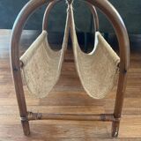 Vintage bamboo and fabric magazine rack