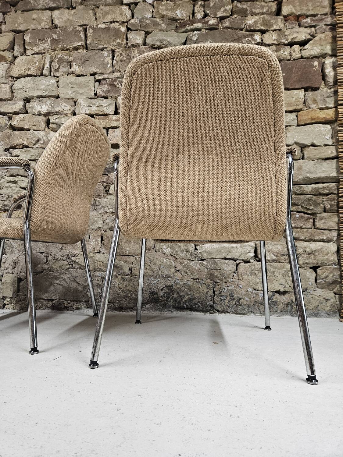 Pair of vintage 1970s Sedus bouclette wool armchairs