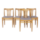 4 chaises de salle à manger en hêtre et tissu, Allemagne années 1960