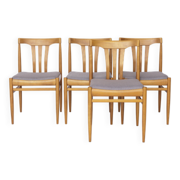 Set of 4 Vintage German Dining Chairs, 1960s, Beechwood Frame, Newly Uphols