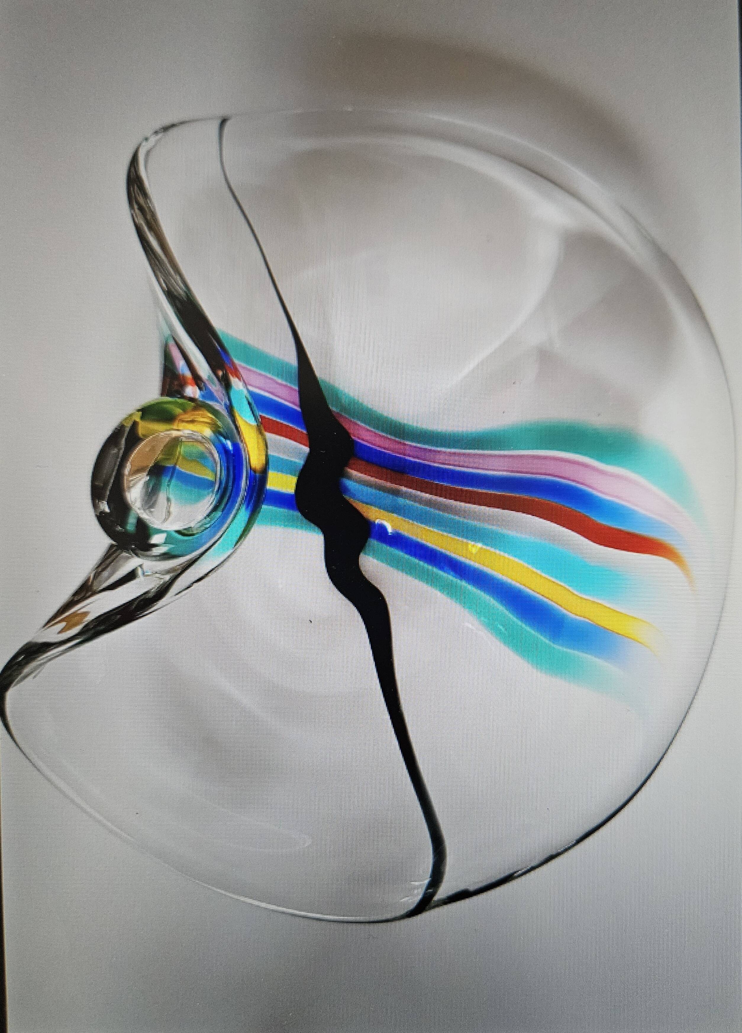 Livio Seguso, zware Murano glassen kom, Rainbow Design, 1993.