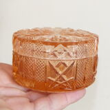 Pink tinted molded crystal powder box