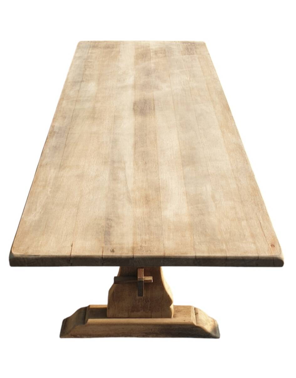 Natural wood farmhouse table