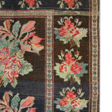 Antique floral karabagh zone tapis de laine brune tissée à la main fine tapis- 136x235cm
