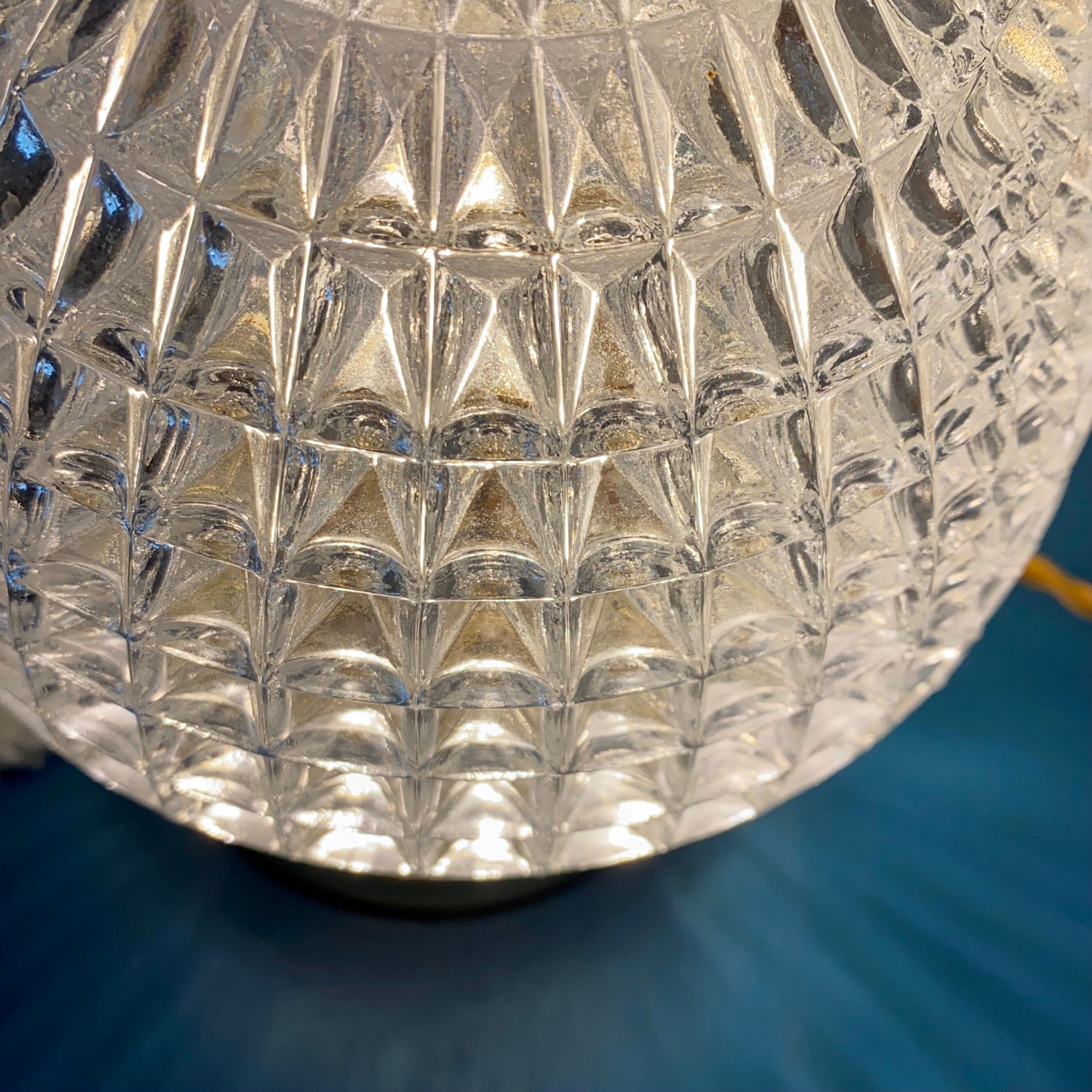 Vintage globe table lamp in molded glass