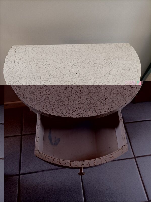 Bedside table console pedestal table drawer beige cracked gold wood