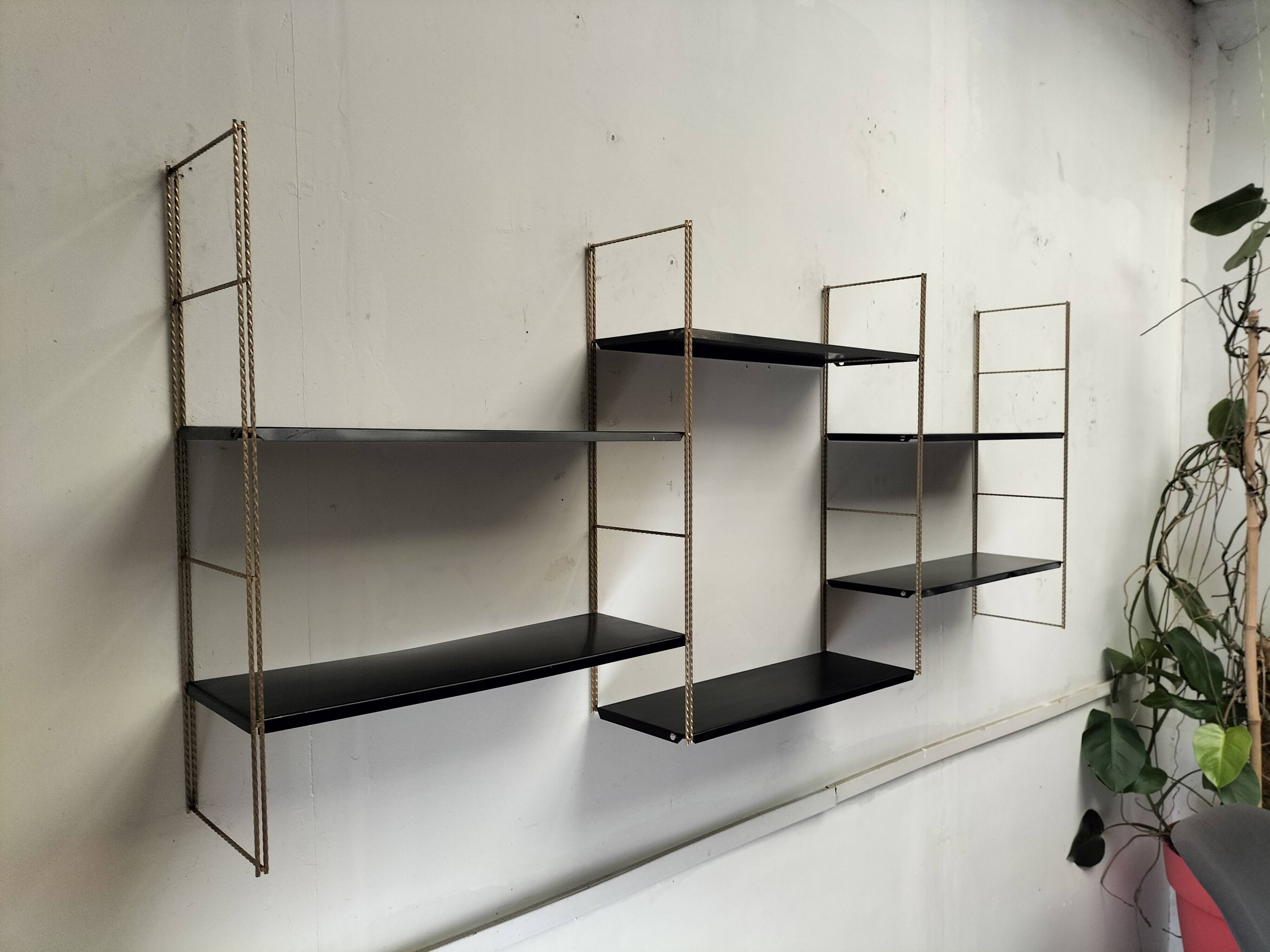 Modular black metal shelf
