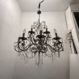 Large Macaroni Crystal Beaded Chandeliers Set of 2