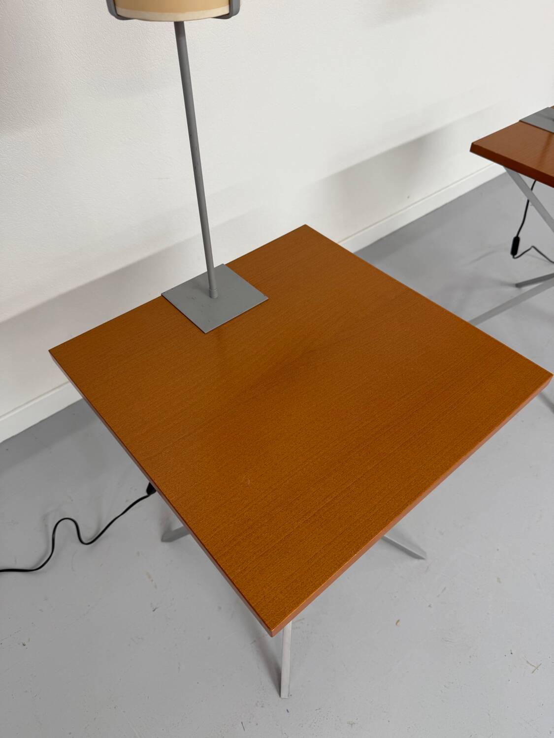 Side table / bedside table with designer lighting, Ligne Roset metal and wood