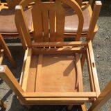 Vintage Baumann chairs in beech, seats in beige brown Skaï, series of 6.