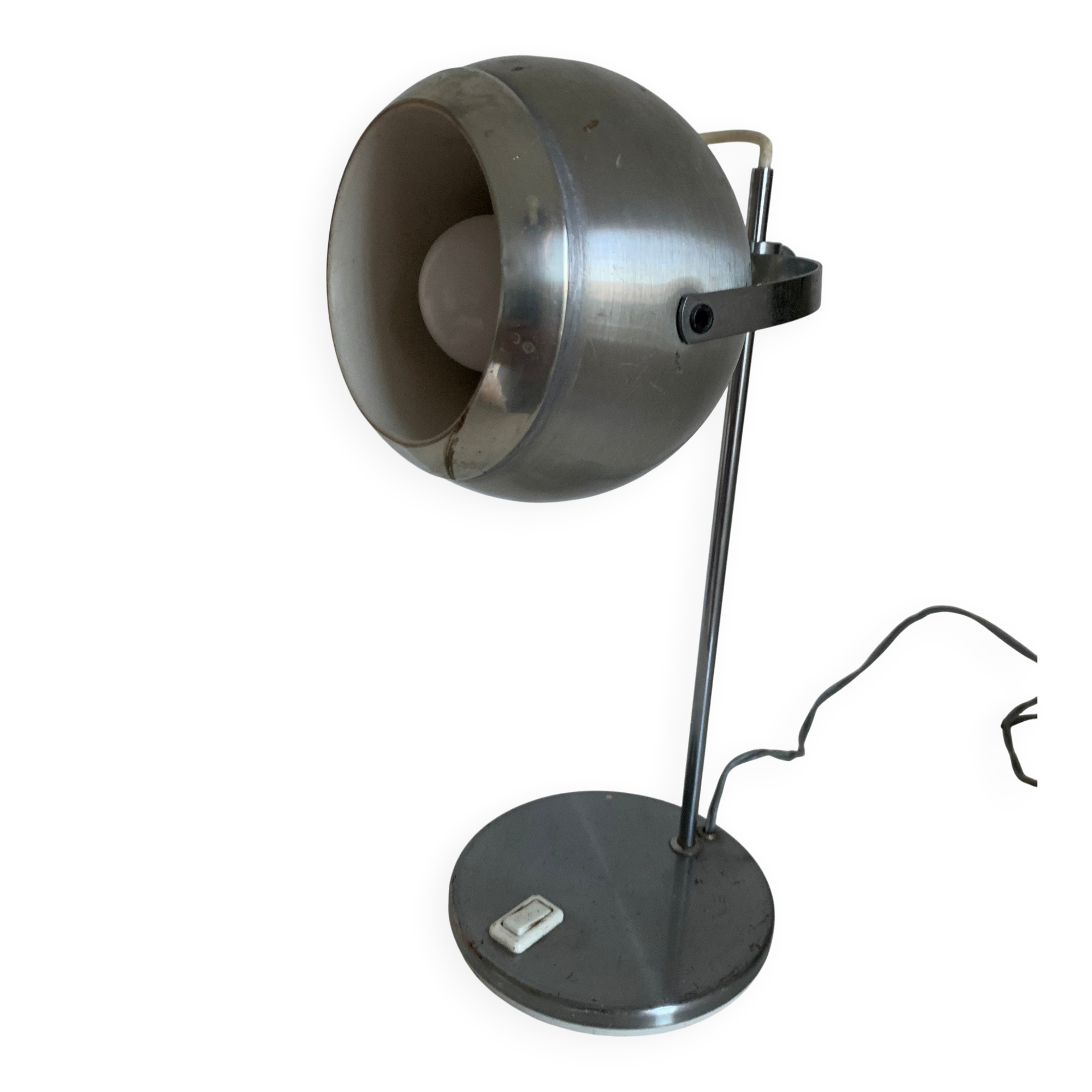 1960s vintage table lamp eyeball brushed steel Aluminor - 34 cm