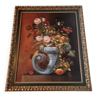 Oil painting on panel Original and signed by E. Cabal France Nature