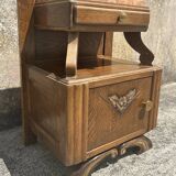Pair of bedside tables, 1930s, 1940s, solid wood and marble