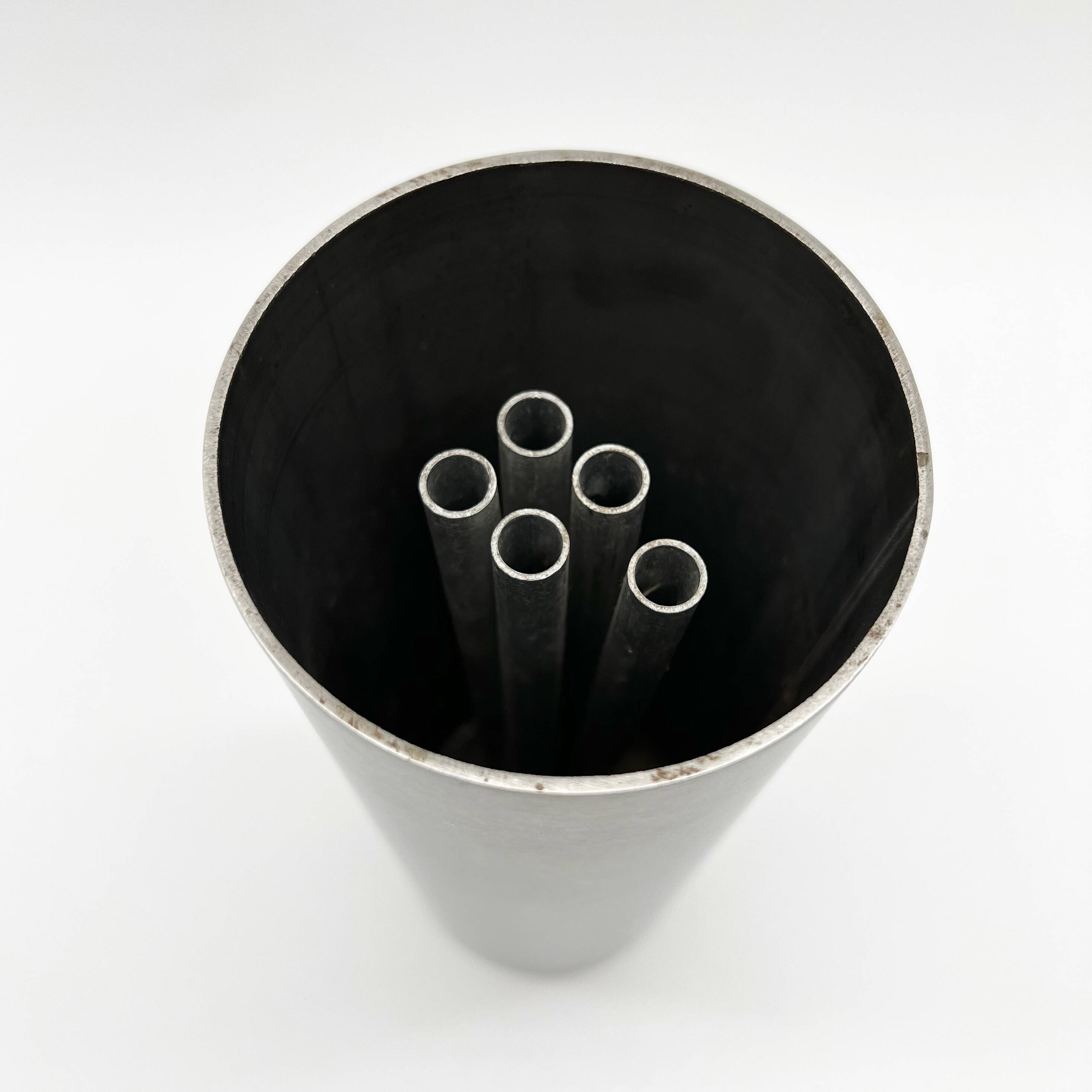 Roll vase / built-in flower stick – brushed aluminum, 1970s