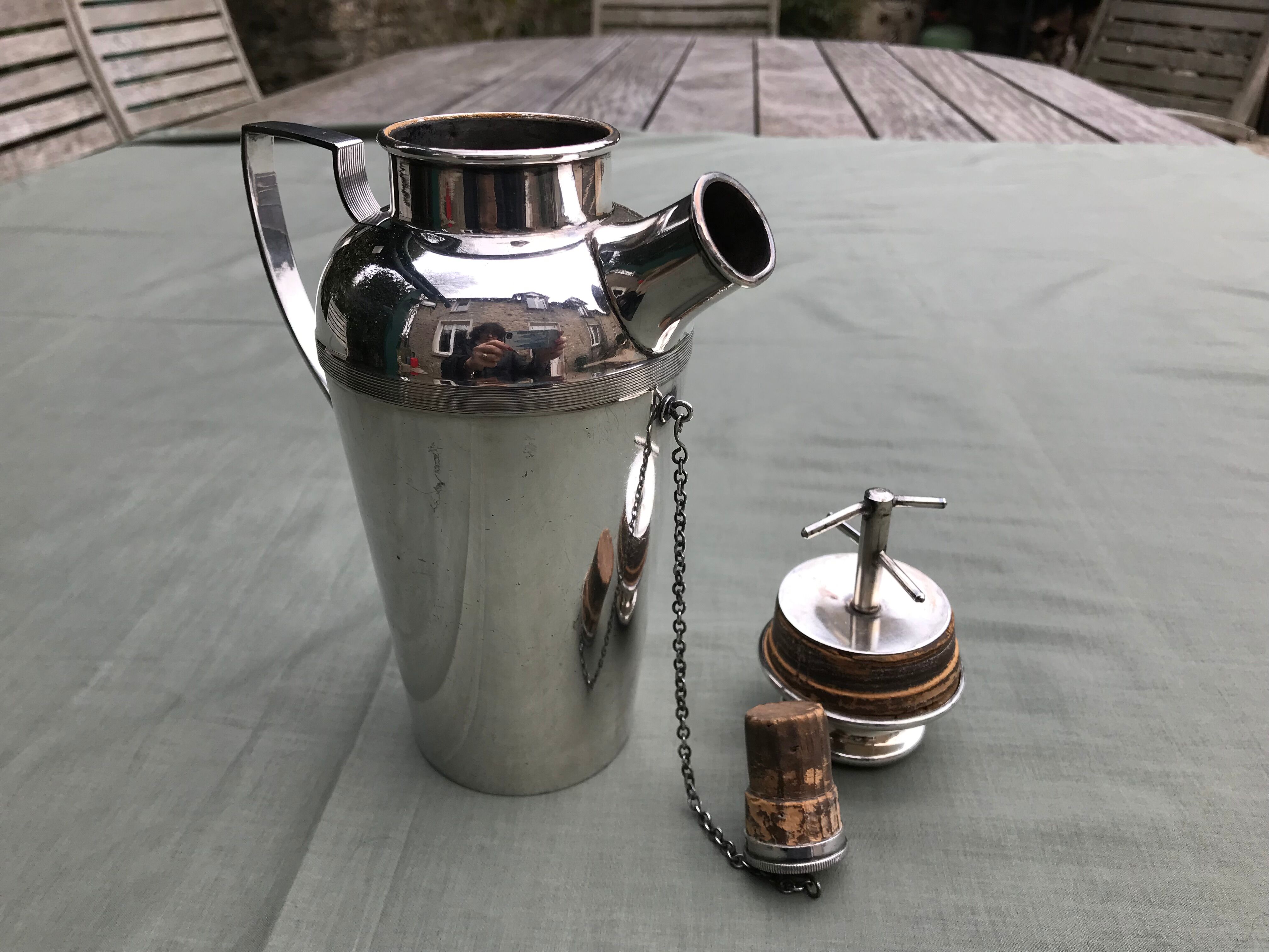 Old silver metal shaker